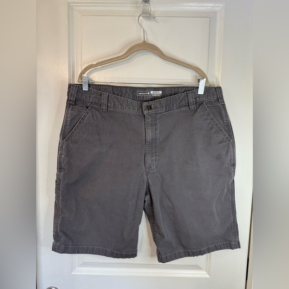Carhartt Men’s Gray Rugged Flex Relaxed Fit Canvas Work Shorts - Size 40 - Picture 1 of 9